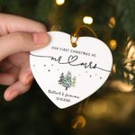 Personalised Heart-Shaped Mr Mrs Ceramic Christmas Ornament with Name and Date Home Decor First Christmas Keepsake Gift for Couples