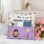 Personalised Birth Flower Cartoon Reading  Character Multicolour Cushion Cover with Name Home Decor Birthday Gift for Family Bookworms