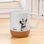 Taza de Cerámica con Tapa y Base de Madera Personalizada Retrato de Perro y Gato 13oz Regalo de Simpatía para los Amantes de las Mascotas en Memoria de su Pérdida