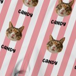 Personalized Dog Cat Face Photo Multicolor Striped Pajama Pants with Name Drawstring Waist Birthday Anniversary Gift for Women Men Pet Lovers