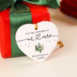 Personalised Heart-Shaped Mr Mrs Ceramic Christmas Ornament with Name and Date Home Decor First Christmas Keepsake Gift for Couples