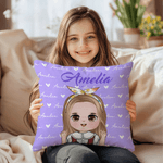 Personalized Cute Kid Cartoon Character Throw Pillow Cover with Name Home Decor Christmas Birthday Gift for Boys Girls