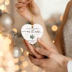 Personalised Heart-Shaped Mr Mrs Ceramic Christmas Ornament with Name and Date Home Decor First Christmas Keepsake Gift for Couples