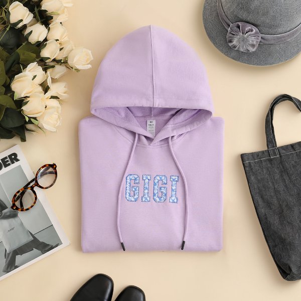 Personalised Multicolour Appliqué Flower Soft T-shirt Sweatshirt Hoodie with Embroidered Name Mother's Day Birthday Christmas Gift Mom Grandma