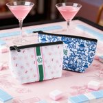 Personalized Chinoiserie Monogrammed Mahjong Tiles Pouch Makeup Bag with Initials Travel Accessory Christmas Birthday Gift for Mahjong Lovers