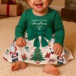 Abito tutù personalizzato con fiocco per il primo Natale della bambina con nome e anno Regalo di Natale per le bambine