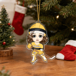 Henkilökohtainen Jääkiekko Urheilu Cartoon Character Akryyli Ornamentti nimi ja numero Home Tree Decor joululahja Jääkiekko pelaaja