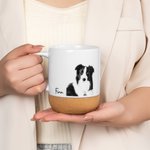 Taza de Cerámica con Tapa y Base de Madera Personalizada Retrato de Perro y Gato 13oz Regalo de Simpatía para los Amantes de las Mascotas en Memoria de su Pérdida