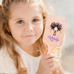 Personalised Cute Cartoon Quirky Girl Paddle Air Cushion Comb with Name and Handle Ribbon Makeup Tool Christmas Birthday Gift for Women Girls