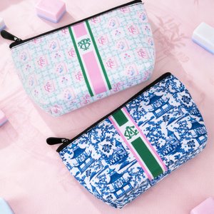 Personlig Chinoiserie Monogrammed Mahjong Tiles Pouch Makeup Bag with Initials Resetillbehör Jul Födelsedagspresent för Mahjong älskare