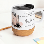 Personalized Classic Winnie the Pooh 13 oz Ceramic Coffee Mug with Cork Bottom and Title & Surname Teacher's Day Birthday Gift for Teacher