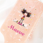 Personalised Cute Cartoon Quirky Girl Paddle Air Cushion Comb with Name and Handle Ribbon Makeup Tool Christmas Birthday Gift for Women Girls