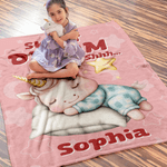 Personalized Stars Moons Clouds Sweet Dream Cartoon Animals Soft Throw Blanket with Name Home Decor Birthday Christmas Gift for Kids