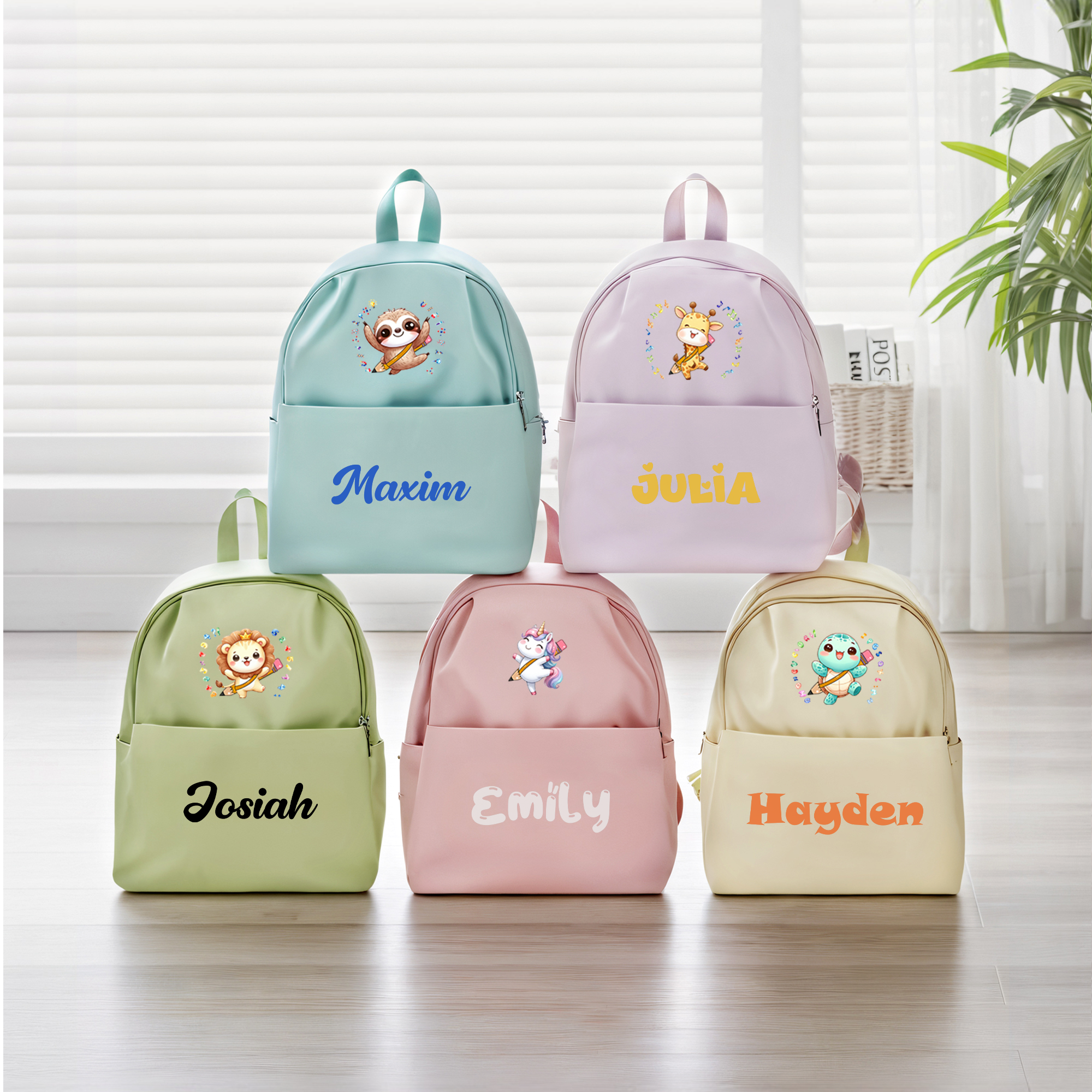 Sac à dos personnalisé avec nom et motif d'animal mignon - Cadeau d'anniversaire et de rentrée scolaire pour garçons et filles