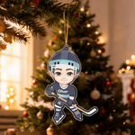 Henkilökohtainen Jääkiekko Urheilu Cartoon Character Akryyli Ornamentti nimi ja numero Home Tree Decor joululahja Jääkiekko pelaaja