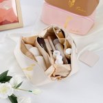 Personalised Birth Flower PU Leather Makeup Bag with Name Birthday Anniversary Gift for Her