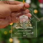 Personalized Christmas Tree with Bow New House Acrylic Ornament with Name and Year Tree Decoration First Christmas Gift for New Home Newlyweds