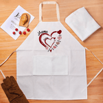 Personalised Double-Layer Heart Kid Adult Cooking Apron with Kid's Names and Pocket Mother's Day Christmas Gift for Grandma Kids