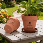 Personalized Pet Name Engraved Dog Ears Plant Pot with Text Garden Decor Pet Loss Sympathy Memorial Gift for Dog Lovers