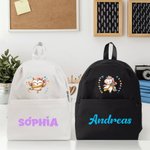Personalized Multicolor Cute Cartoon Subject Animals Multi-Compartment Kid Backpack with Name Back to School Birthday Gift for Boys Girls