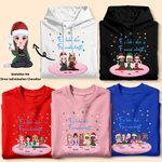 Personalisiertes Sweatshirt mit 2-6 Cartoon-Mädchen und Namen Weihnachten Täglicher Gebrauch Weihnachtsgeschenk für Beste Freundinnen