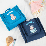 Personalized Cute Bathtub Cartoon Animal Portable Toiletry Bag with Name Mirror and Handle Travel Accessory Christmas Birthday Gift for Kids