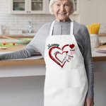 Personalised Double-Layer Heart Kid Adult Cooking Apron with Kid's Names and Pocket Mother's Day Christmas Gift for Grandma Kids