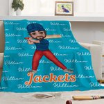 Manta personalizada multicolor de dibujos animados de pelotas deportivas con nombre Decoración del hogar Día del partido Cumpleaños Regalo de Navidad para los amantes de las pelotas