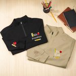 Personalised Embroidered Pencil Apple Quarter Zip Sweatshirt with Name Appreciation Back to School Gift for Teachers