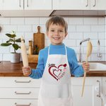 Personalised Double-Layer Heart Kid Adult Cooking Apron with Kid's Names and Pocket Mother's Day Christmas Gift for Grandma Kids