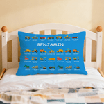 Personalized Construction Truck Excavator Bulldozer Throw Pillow Cover with Name Home Decor Christmas Birthday Gift for Boys Truck Lovers