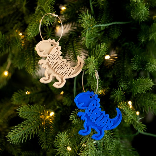 Personalized 3D-Printed Dinosaur Multicolour Hanging Ornament with Name Christmas Birthday Gift for Kids