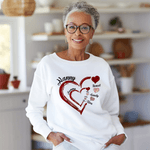 Personalised Heart Design Family T-shirt Sweatshirt with Kid‘s Names Christmas Mother's Day Birthday Gift for Mom Grandma Kid