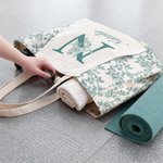 Personalized Toile De Jouy Initial Yoga Mat Tote Bag with Name Yoga Accessories Travel Birthday Christmas Gift for Women Yoga Lovers