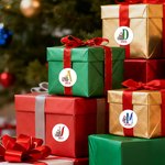 Personalizzato Santa iniziale adesivi impermeabili nome etichette fai da te decorazione regalo carino Natale Festival festa favori per gli amici della famiglia
