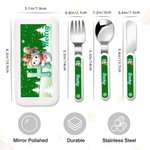 Personalized Cute Cartoon Snowman Initial Food-Grade Kid's Fork Spoon Knife 3 Pcs Cutlery Set with Name Daily Use Christmas Gift for Kids