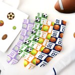 Personalised Badminton Volleyball Sport Check Soft Breathable Crew Mid-Calf Socks with Name Birthday Anniversary Gift for Sport Lovers