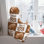 Personalised Sports Patterns Multiple Colors Soft Throw Hooded Blanket with Name and Number Christmas Birthday Gift for Sports Lovers Families
