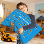 Personalized Construction Truck Excavator Bulldozer Throw Pillow Cover with Name Home Decor Christmas Birthday Gift for Boys Truck Lovers