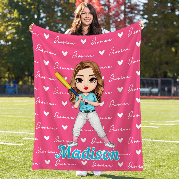 Personalized Multicolour Ball Sports Cartoon Character Soft Throw Blanket with Name Home Decor Game Day Birthday Christmas Gift for Ball Lovers