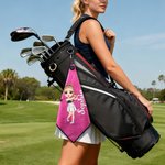 Personalised Cartoon Golf Character Name Waffle Golf Towel with Hanging Clip Sports Accessories Birthday Gift for Golf Players