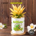 Personalized Long-Tailed Leopard Marsupilami Ceramic Planter Pot with Bamboo Tray Christmas Birthday Gift for Friend Family  | Callie × Marsupilami®