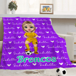 Gepersonaliseerde Hart Cartoon Voetbal Character Soft Throw Deken met Naam en Nummer Game Day Team Gift voor Voetballer Lover