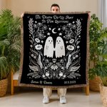 Gepersonaliseerde gotische Ghost Tassel deken met naam en datum huwelijksverjaardag Valentijnsdag cadeau voor echtpaar