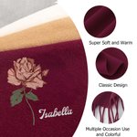 Personalized Birth Flower Soft Warm Tassel Scarf with Name Christmas Anniversary Birthday Gift for Women