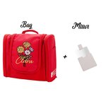 Personalised Birth Flower Bouquet Name Multi-Compartment  Toiletry Bag with Mirror and Hanging Hook Portable Travel Essential Birthday Gift for Women