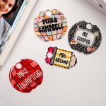 Personalized Apple Disco Ball Book Pencil Straw Topper Nameplate with Text Accessory for Stanley Cup Christmas Appreciation Gift for Teacher