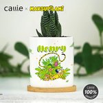 Personalized Long-Tailed Leopard Marsupilami Ceramic Planter Pot with Bamboo Tray Christmas Birthday Gift for Friend Family  | Callie × Marsupilami®