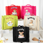 Personalized Cute Bathtub Cartoon Animal Portable Toiletry Bag with Name Mirror and Handle Travel Accessory Christmas Birthday Gift for Kids