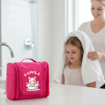 Personalized Cute Bathtub Cartoon Animal Portable Toiletry Bag with Name Mirror and Handle Travel Accessory Christmas Birthday Gift for Kids